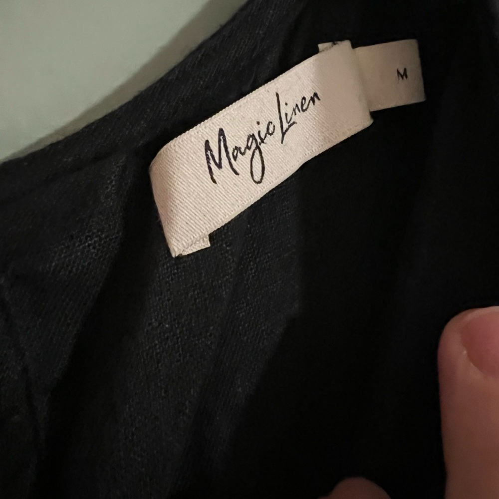 Magic Linen ROYAL TOSCANA LINEN DRESS IN BLACK - Size Medium - Picture 4 of 5